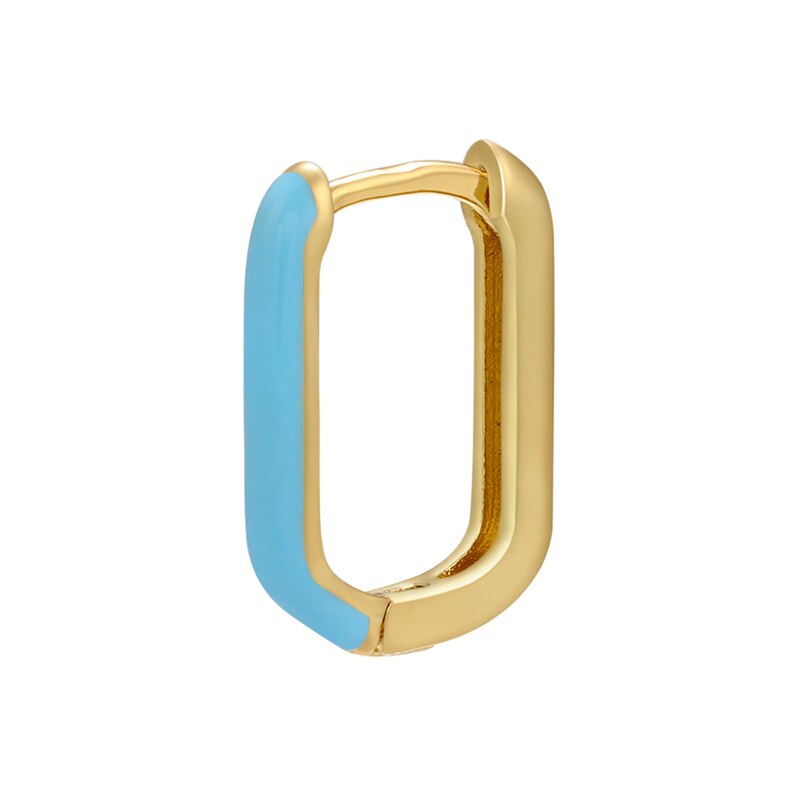 Zhukou Emaille Geometrische Rechthoek Hoepel Oorbellen Goud Kleur Kleine Hoepel Oorbellen Voor Vrouwen Mode-sieraden VE427