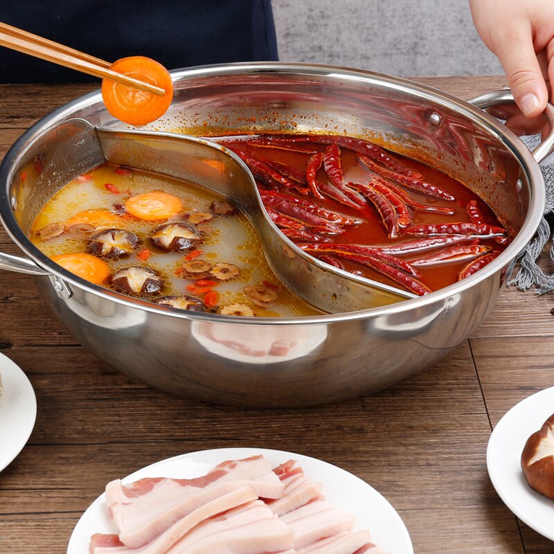 Olla de acero inoxidable para cocina, olla de inducción para el hogar, Compatible con ollas de Gas, utensilios de cocina para el hogar, olla doble dividida