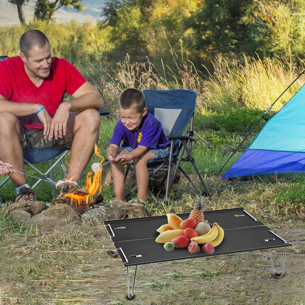 Wandern Kochen Klapptisch draussen Camping Tragbare Mini Wasserdichte Festival Multifunktions Strand Picknick Startseite Aluminium Legierung: Schwarz