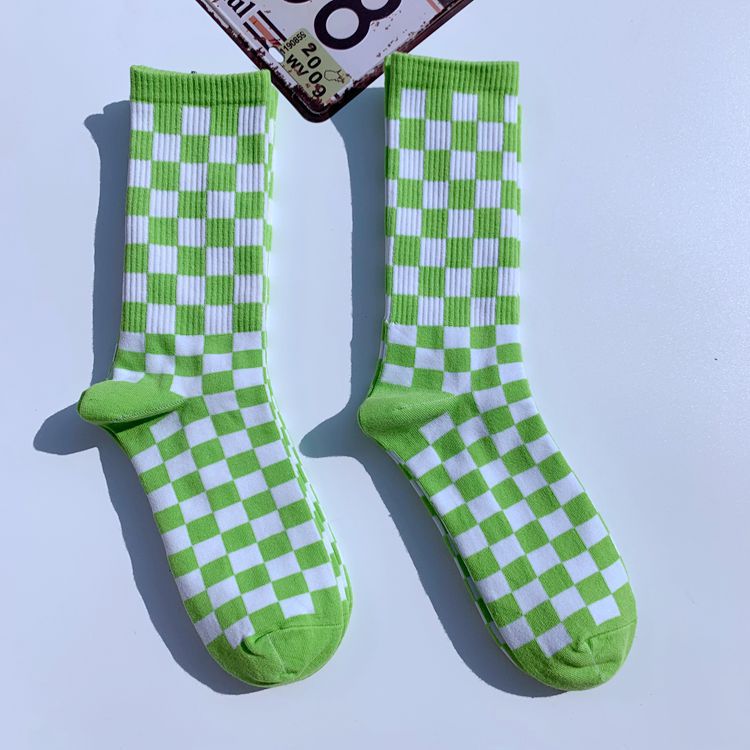 Korea Harajuku Überprüfen Socken Straße Sport Druck Skateboard Socken Hüfte hüpfen Geometrische Schachbrett Hüfte hüpfen Socken: 3