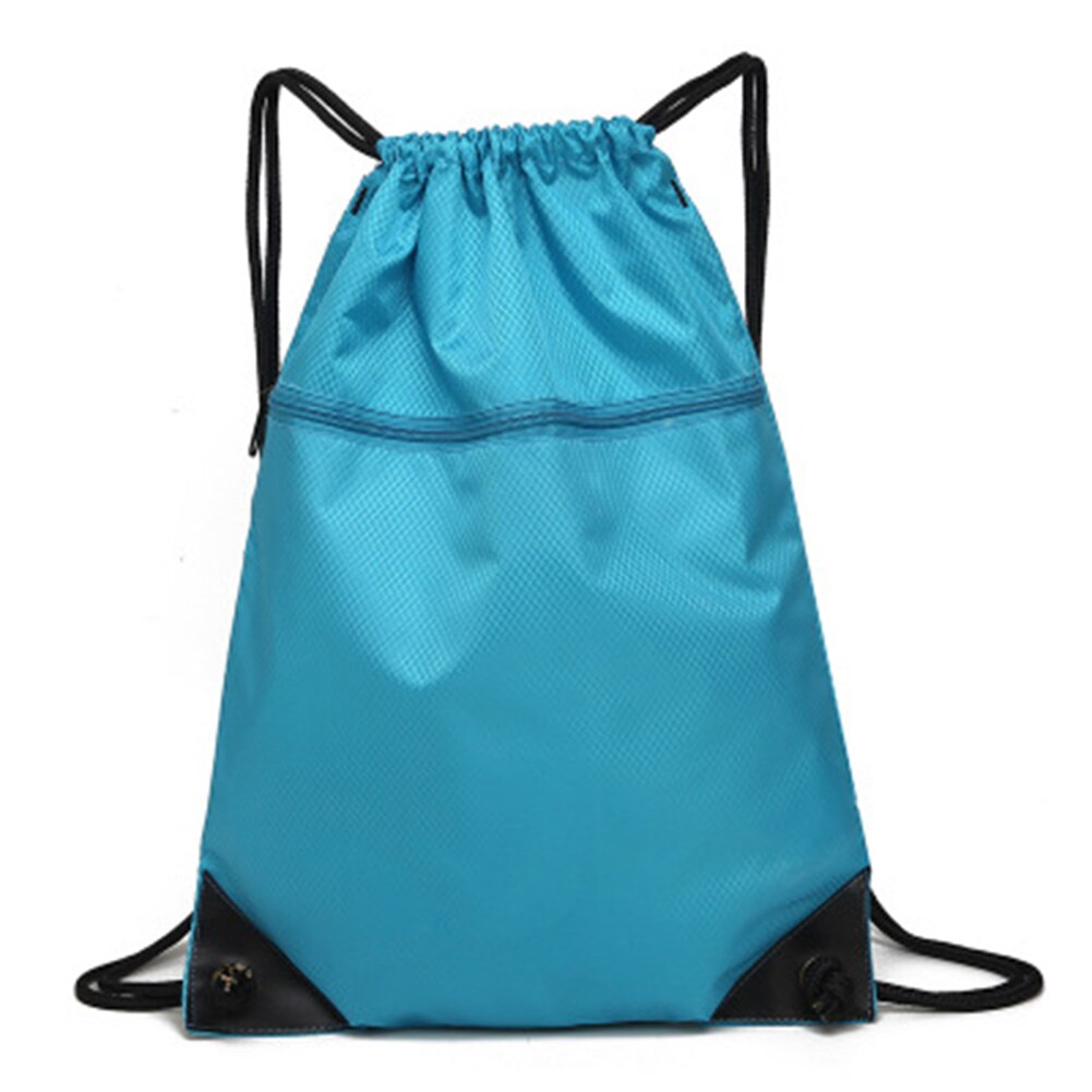 Unisex Drawstring Bag Simple Sports Backpack For Men Women Fitness Training Travel Lightweight Backpack Bag: lake blue