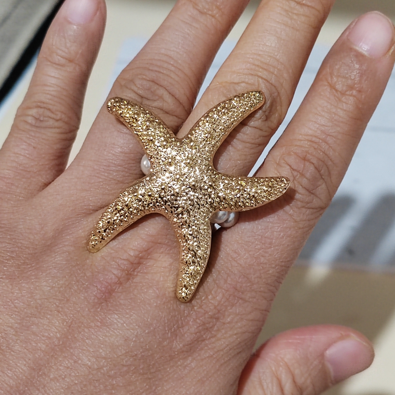 Pulsera y brazalete de estrella de mar elástico dorado, joyería de playa para mujer y niña: COLOR ORO ROSADO