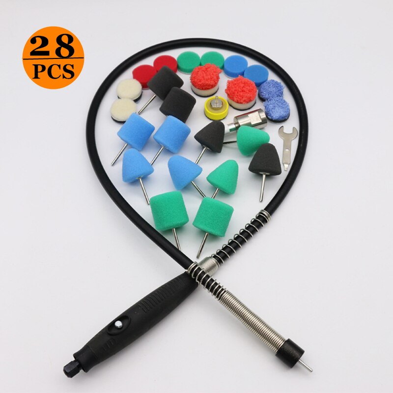 Mini rotary polisher Car Detailing Polishing Tool Kit set Flexible Car Shaft For detailing polish M14 thread polishing pad: 28PCS