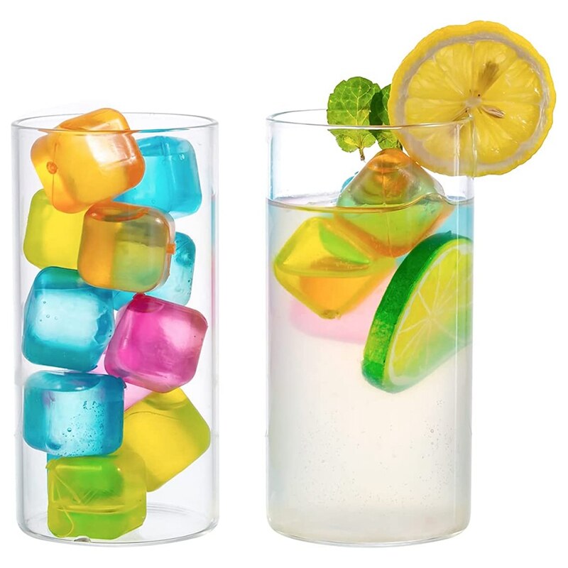 Reusable Ice Square For Drinks, Plastic Ice Cubes, Refreezable,Washable Dry Ice For Drinks Quick And Easy To Use