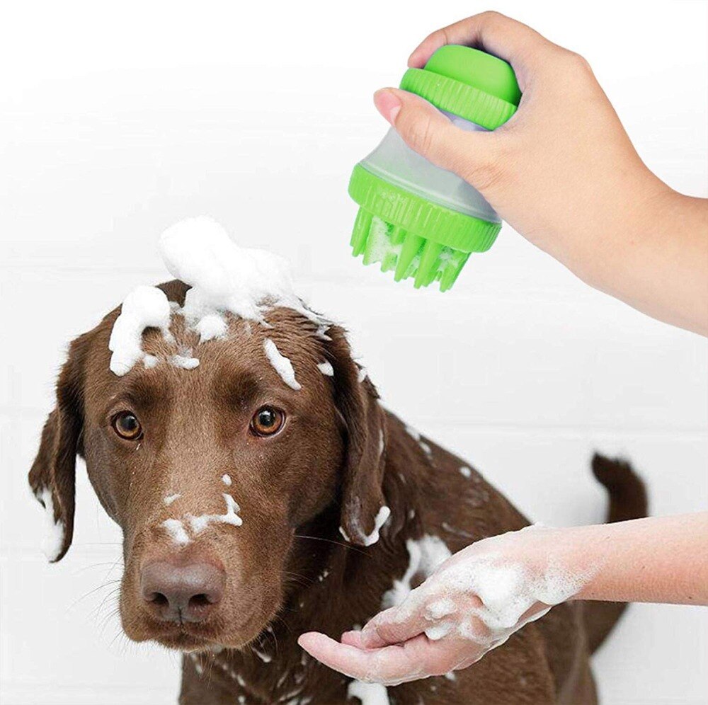 Cepillo de baño y masaje suave para mascotas y perros, cepillo de limpieza para mascotas, dispensador de champú, cepillo de silicona, cepillo de cerdas, dispositivo de limpieza de mascotas, baño Wahser