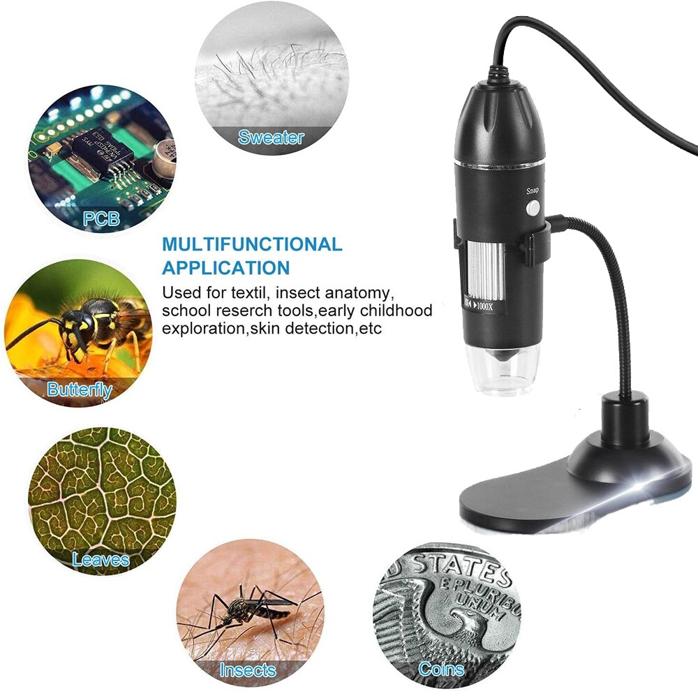 Tkdmr 1000X Zoom Hd Usb Microscoop Handheld Draagbare Digitale Usb Interface Elektron Microscopen Met Led Ring Licht Voor Pc