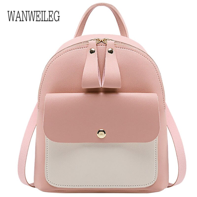 Mini ryggsäck kvinnor ryggsäck axlar liten ryggsäck brevväska mobiltelefon messenger ryggsäck mochila feminina l *5: Rosa