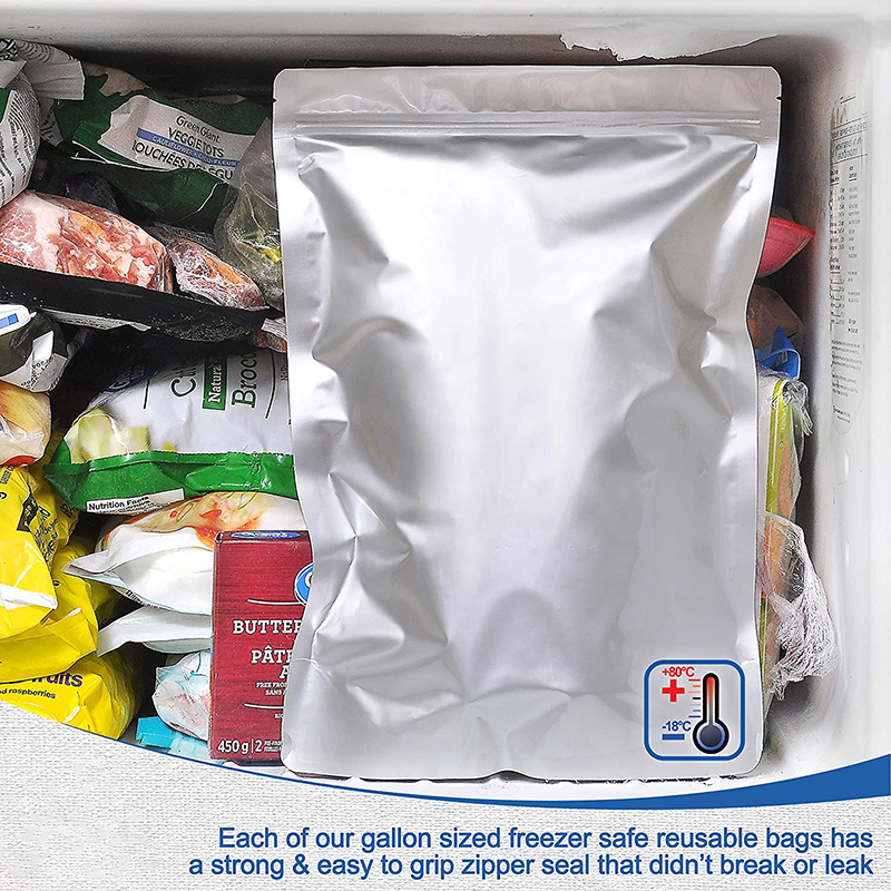 Sac en Mylar pour le stockage des aliments, 20 pièces, refermable, à fermeture éclair, pochette debout, économiseur de fraîcheur, organisateur de cuisine sans BPA