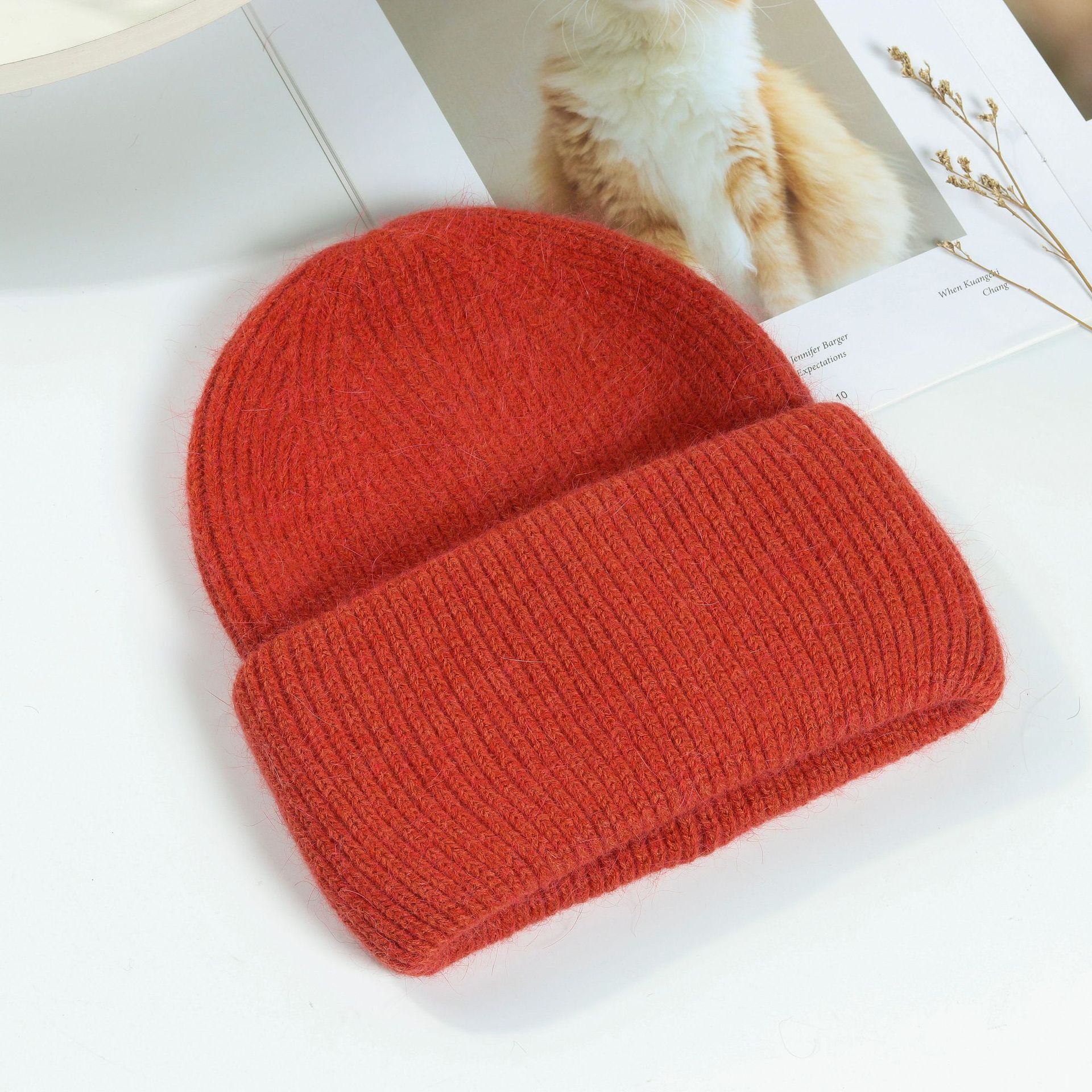Vrouwen Hoeden Winter Gebreide Hoed Angola Konijnenbont Beanie Bonnet Meisje Hoed Herfst Vrouwelijke Cap Warm Houden mode Caps: 15