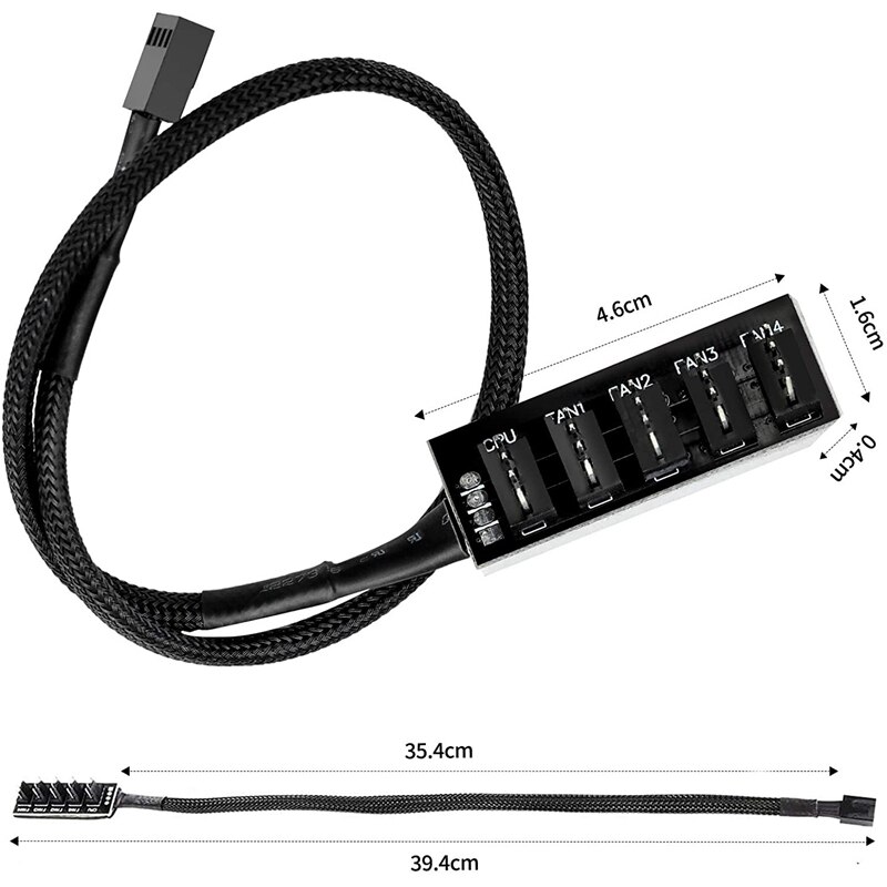 4-Pin PWM Fan Hub, 5-Port Fan Hub, 4-Pin Connector for PC Fan Hub, 4-Pin PWM Fan Splitter Cable, Suitable