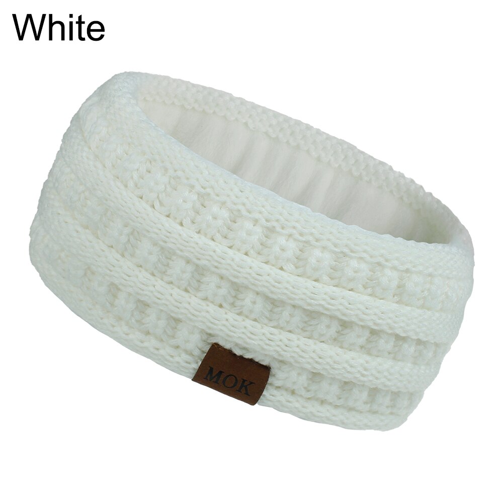 Inverno ao ar livre orelha mais quente headbands para as mulheres macio quente malha velo forrado faixa de cabelo para ciclismo ao ar livre caminhadas acampamento: White