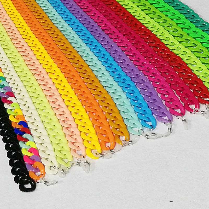 neue Feste Farbe Acryl Sonnenbrille Kette Frauen Lesebrille Hängen Hals Kette Largand Gläser Kette Brillen Band