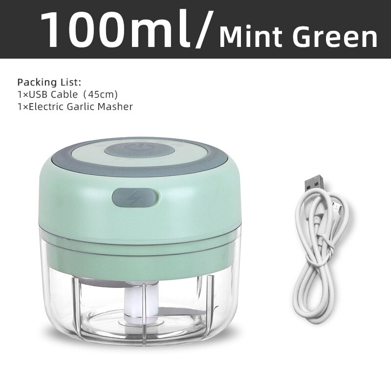 Elektrisk håndmixer 2 in 1 minihakker piskeris æggepisker 3- hastighedskontrol køkkenblender usb trådløs hvidløgsmasker: 100ml gn
