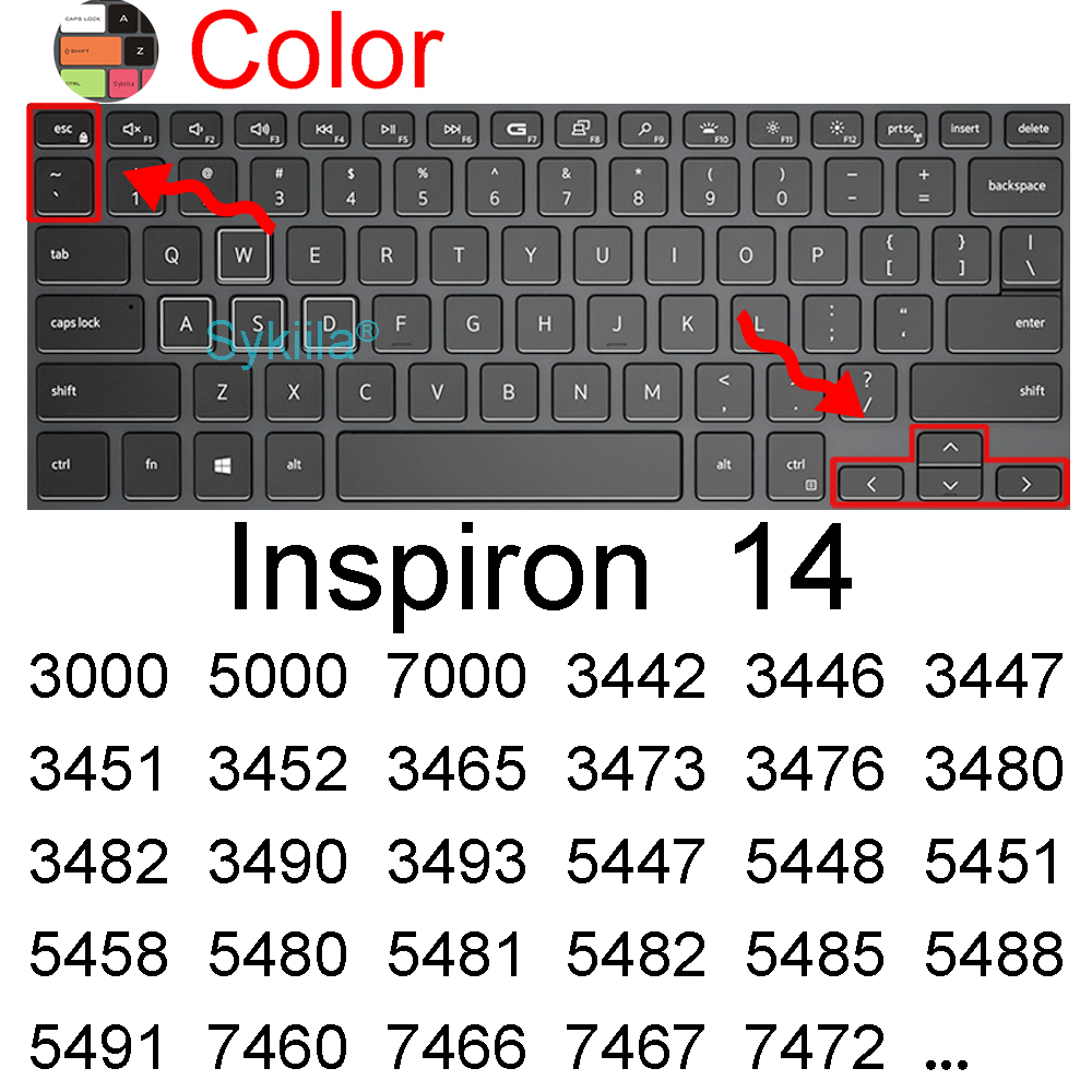 Housse de protection pour clavier Dell Inspiron 13, 14, 5482, 5485, 5488, 5491, 7368, 7372, 7373, 7375, 7378, 7380, 7386, 7466: Color 2014-2019