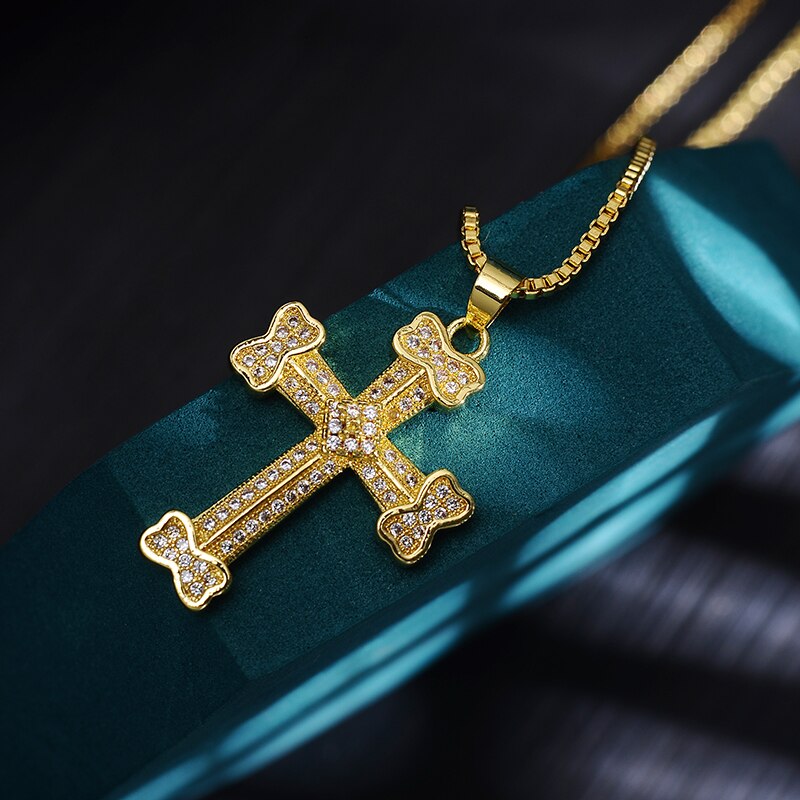 Retro Classic Shiny Crystal Cross Necklace for Women Cubic Zirconia Cross Choker Pendants Female Religious Jesus Jewelry: 15