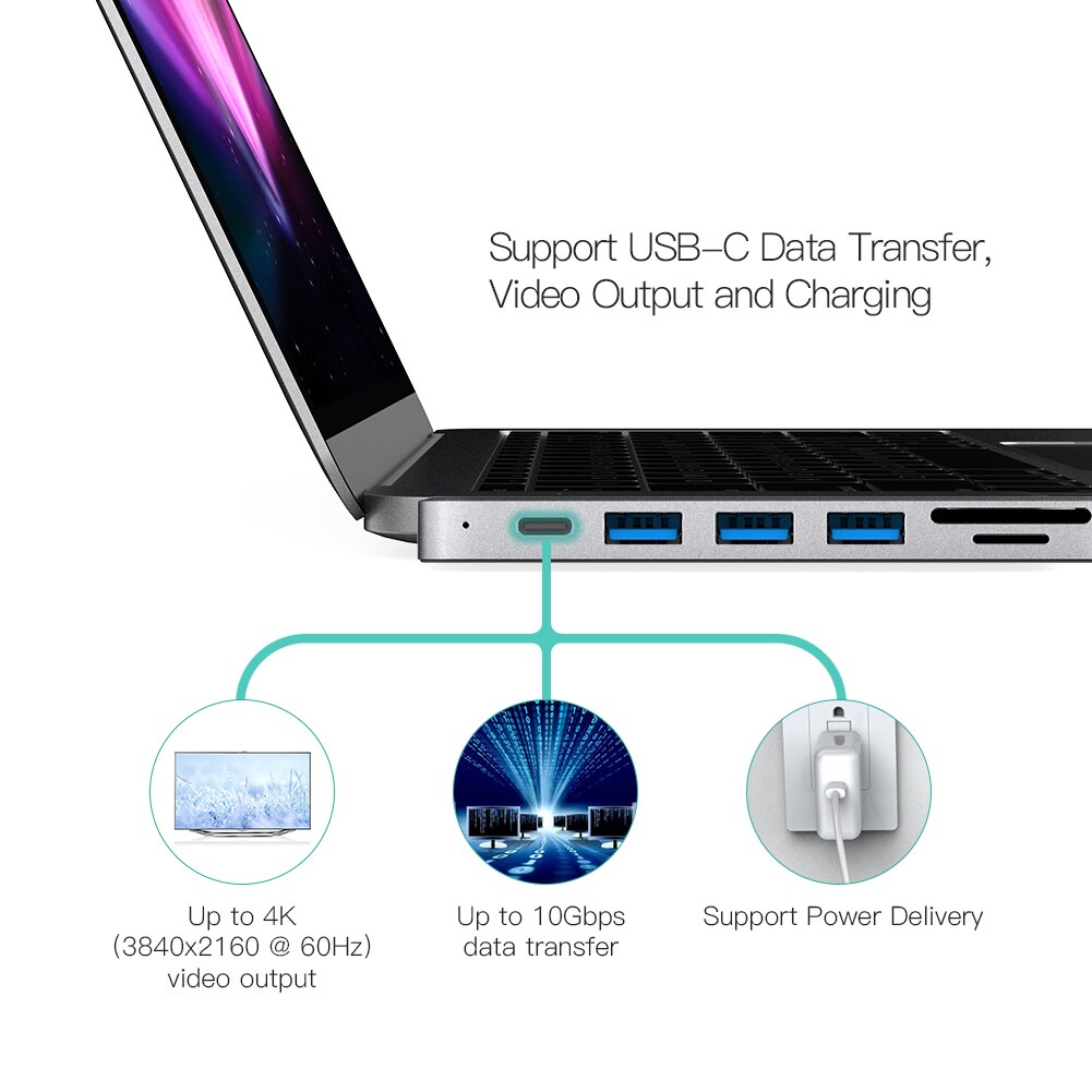 dodocool usb hub usb 3.0 hub type c usb c hub with HDMI Adapter Dock for macbook pro accessories USB-C 3.1 Splitter
