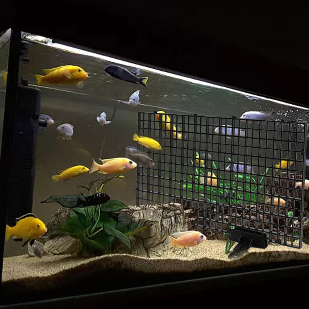 4 Pcs Aquarium Divider Tray Plastic Grid Aquarium Egg Crate Light Diffuser Fish Tank Divider With 8 Pcs Sucker Clip Cleaner