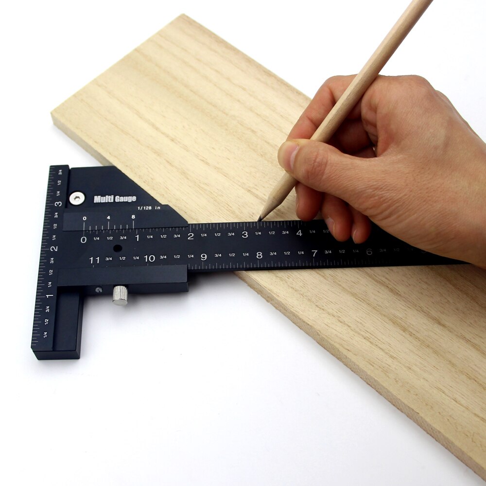 Træbearbejdning multifunktionel lineal aluminiumslegering t-formede linealer træbearbejdningsskriver gør-det-selv-værktøj mærke skraber træværktøj