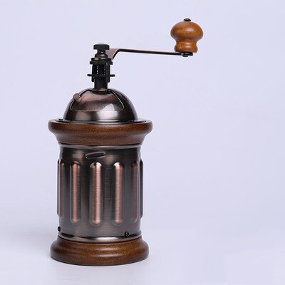 Klassisk træ manuel kaffekværn hånd rustfrit stål retro kaffe krydderi mini burr mølle med høj keramisk millston: D