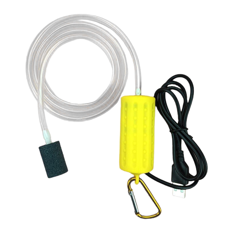 Aquarium Mini Air Pump Whisper Quiet Air Pump USB Bubbler for Salt and Fresh Water Fish Tank Fountain Pond Oxygen Pump: Yellow