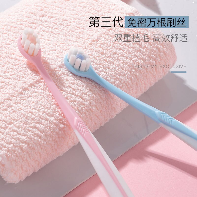 Ultra-denso inchado-fio escova de dentes família pacote ultra-fino adulto pequena cabeça espuma densa casais macio cerda escova de dentes gingiva p