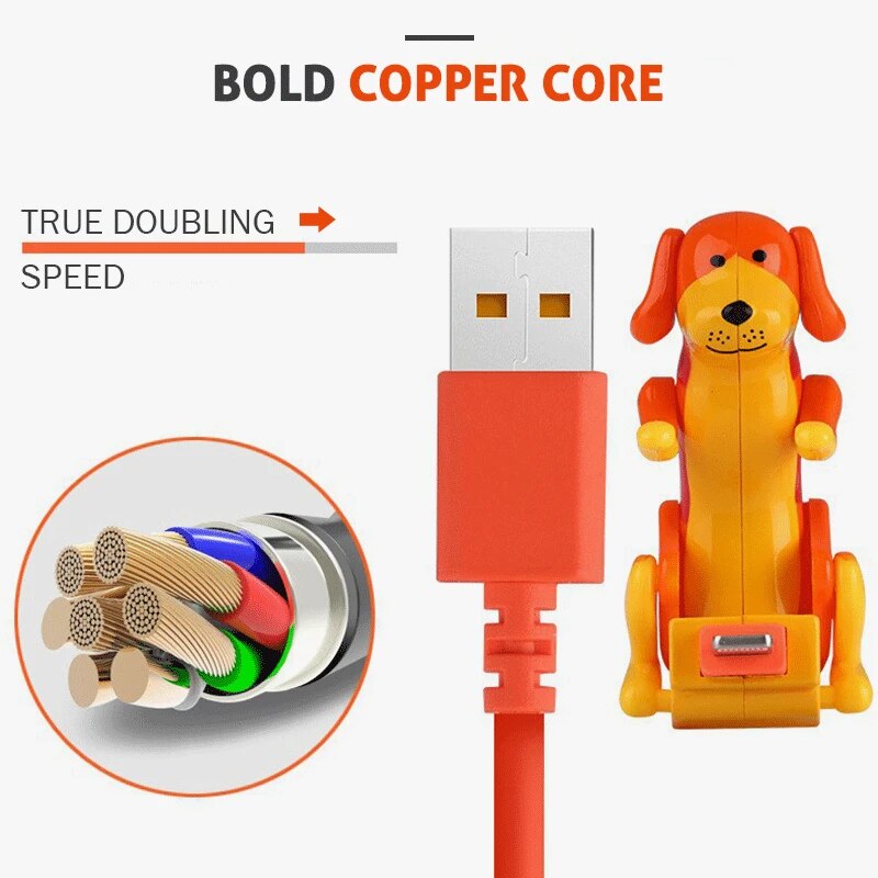 Divertido perro exitado Cable cargador rápido Mini cargador de Cable de 1M de línea de carga de lindo Cable Micro usb Cable De Carga Rápida