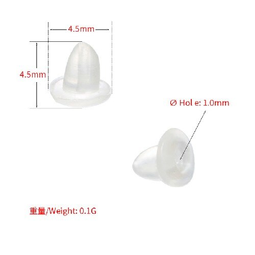 ZHUKOU 200pcs/lot Clear Soft Silicone Rubber Earring Backs Safety Rubber Stopper Jewelry Accessories DIY Ear Plugging model:VE86: 4.5x4.5mm