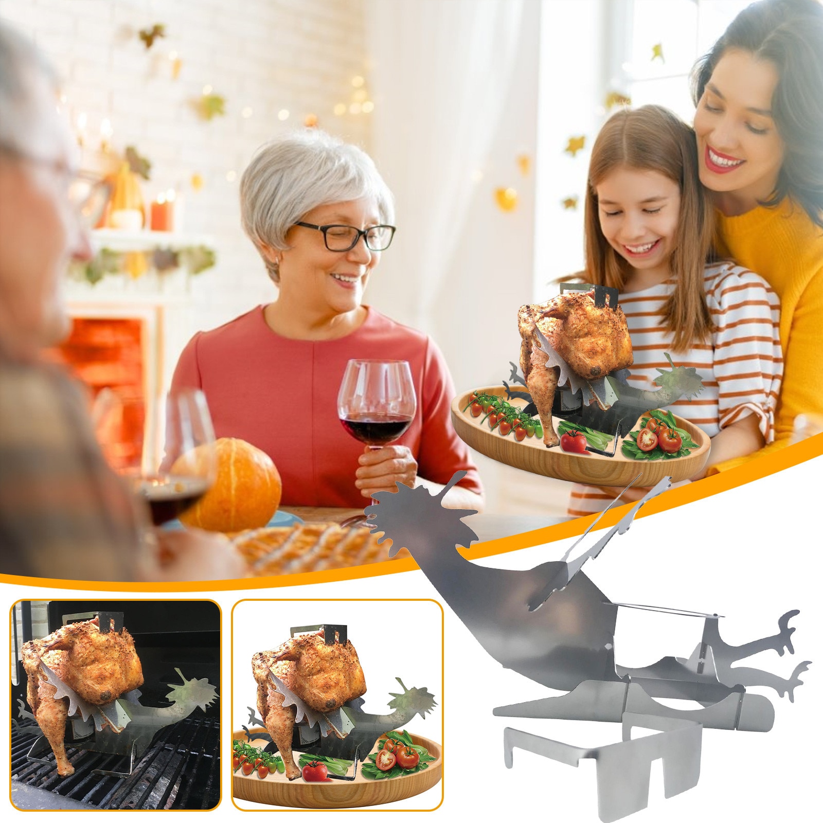 Portable Beer Chicken Stand Motorcycle Grilled Chicken Stand Motorcycle BBQ Stainless Steel Rack Outdoor Stainless Steel Grill