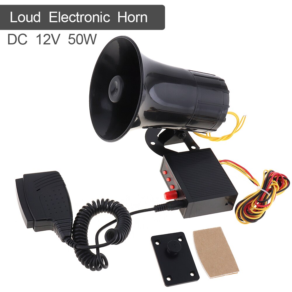 50W 12V 3 Sounds Car Emergency Siren Car Siren Air Horn Mic PA Speaker Electronic Warning Alarm Ambulance Amplifier Hooter