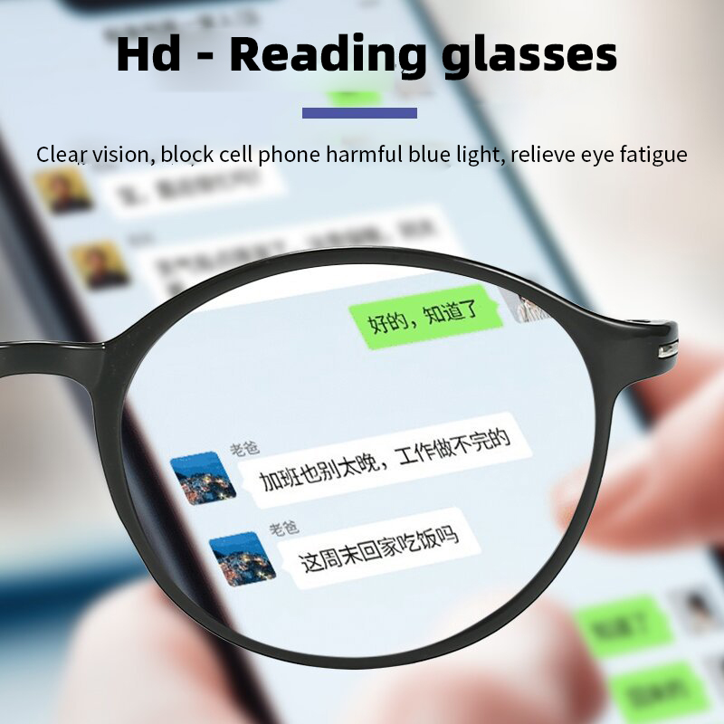 Reading Glasses Men Women Vintage Anti Blue Light Presbyopic Eyeglasses Round Full Frame Eyewear +1.0+1.5+2.0+2.5 +4.0