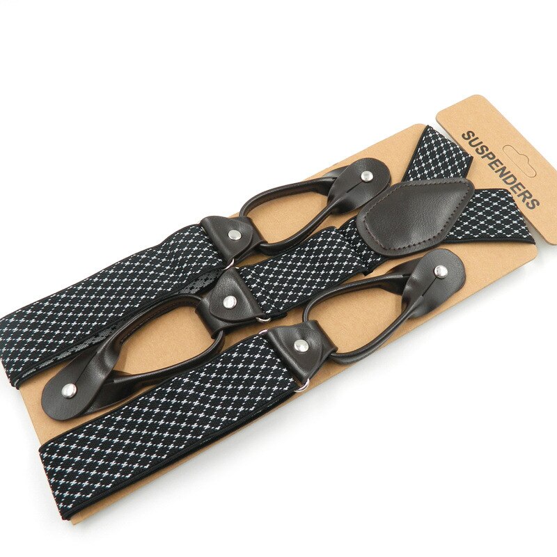 Bretelles Vintage en cuir pour hommes, avec bouton taillé, bout en Y, dos en Y, réglable, élastique, chemise et pantalon, bretelles, pour hommes: D