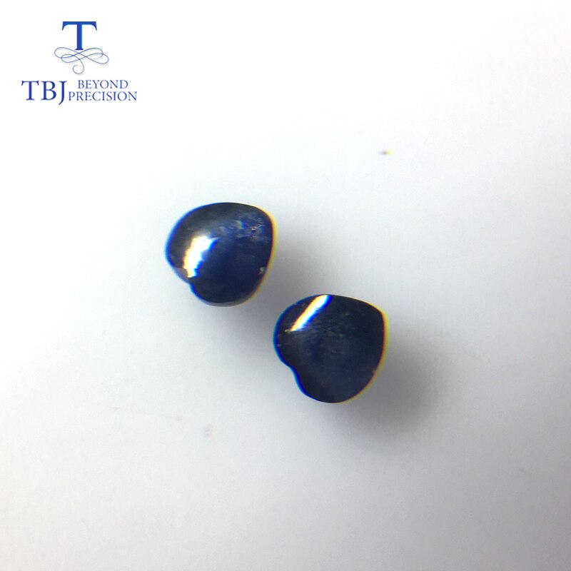 TBJ-forme de cœur en saphir naturel, bleu de 4mm,2 pièces en un lot, poids 0.85 ct par lot. Bijoux à bricoler soi-même.