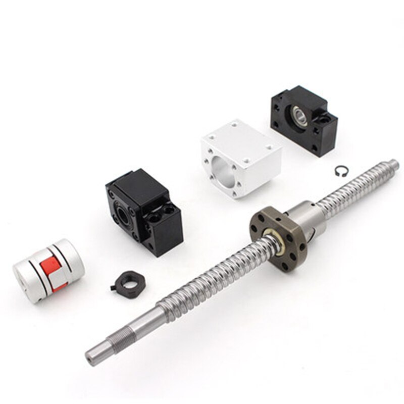 12mm ballscrew SFU1204 set:C7 cold rolled ball screw RM1204 L100/150/200mm with ball nut BKBF10 end machined for cnc parts