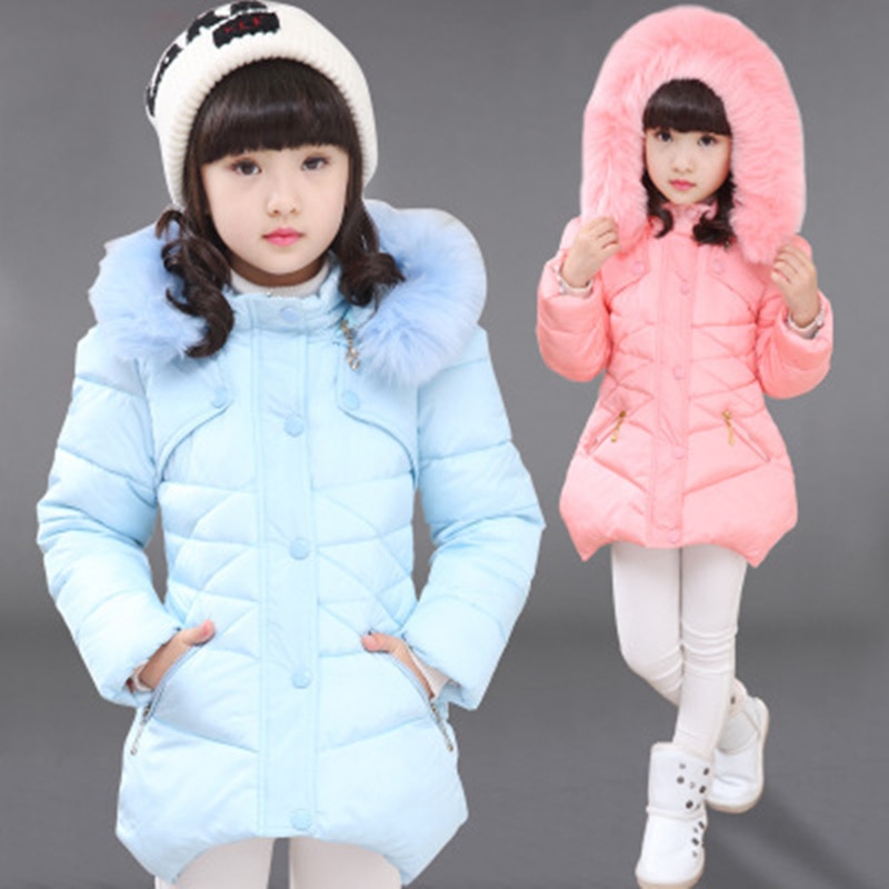 Meninas casacos de inverno moda algodão acolchoado pele com capuz parka crianças engrossar quente outwear roupas crianças jaquetas 5 7 9 11 12 anos
