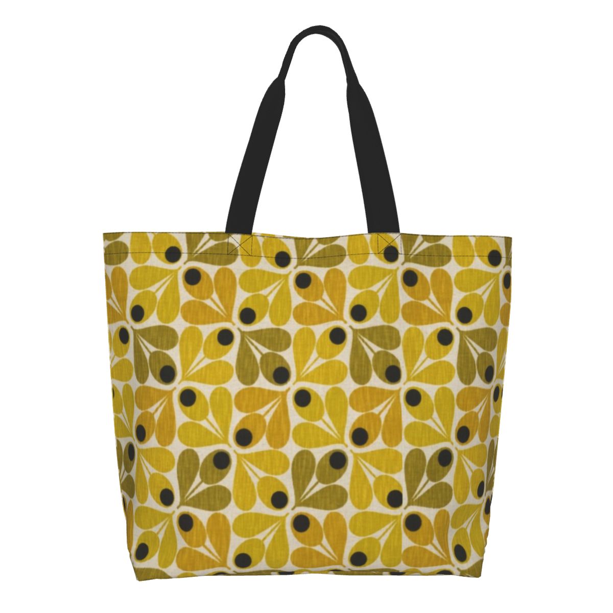 Orla Kiely Abstract Multi Stem Canvas Shopping Bag Big Capacity Grocery Mid Century Scandinavian Geometric Shopper Tote Bags: Dark Grey
