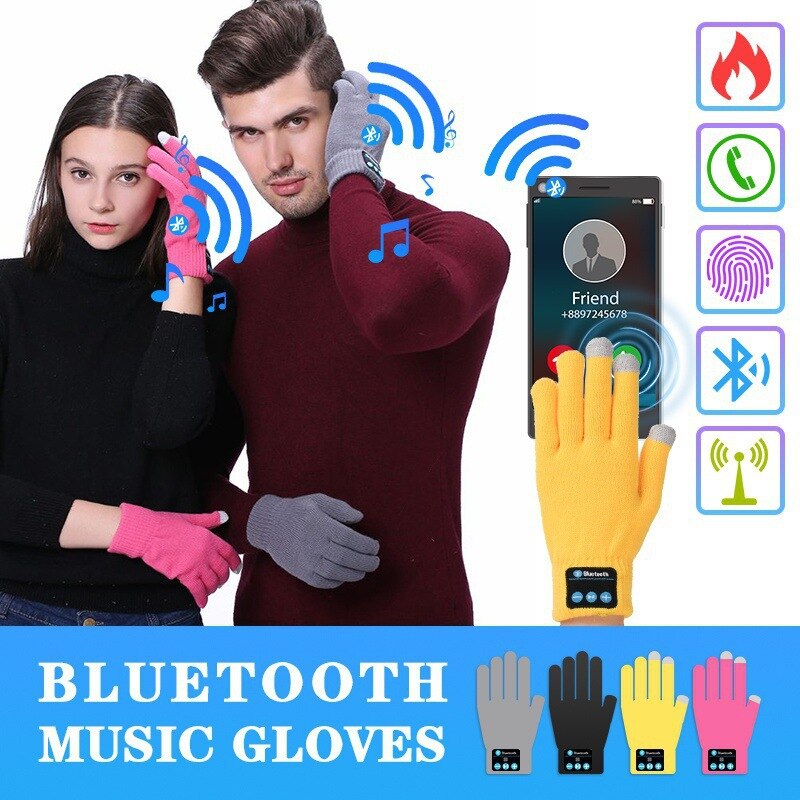 Guantes con auriculares Bluetooth para hombre y mujer, manos libres, manos libres, con pantalla táctil, para teléfono, 1 par