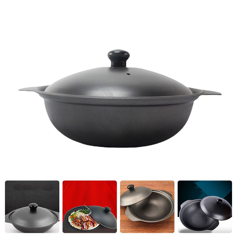 1Pc Home Casserole Yellow Braised Chicken Rice Pot Durable Claypot Rice Pot: 24X22X5CM