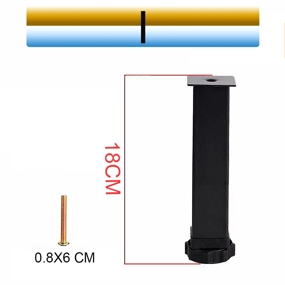 4Pcs Adjustable Bed Square Tube Frame Bracket Feets Legs Bed Slat Mattress Support Table Legs for Bed Frame Fixed Support Foots: 1pcs I Black 18cm