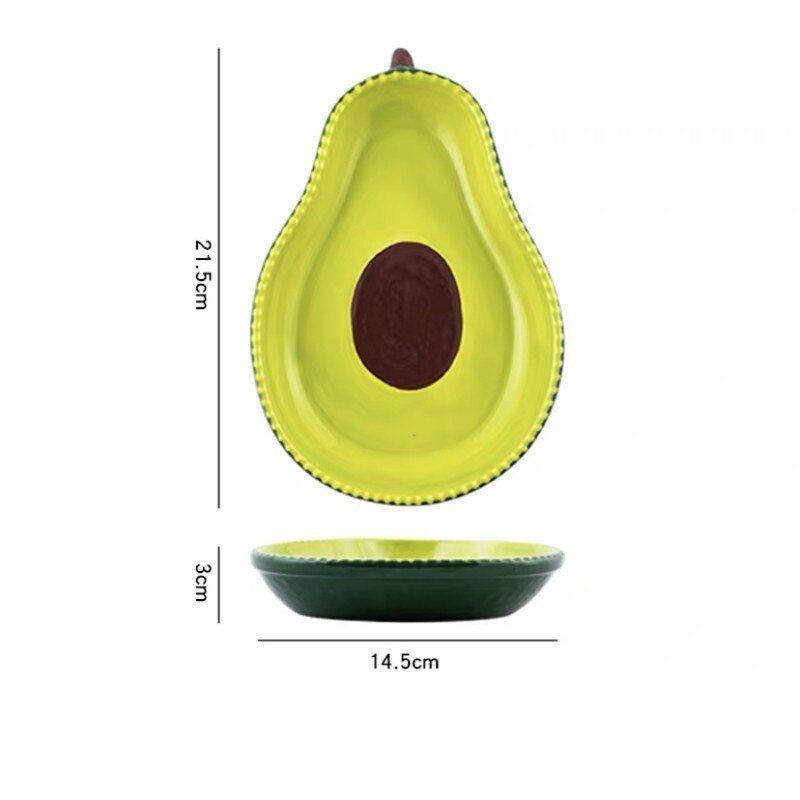 Vajilla de cerámica creativa de estilo nórdico, plato de cena con forma de Cactus y zanahoria, tazón de desayuno, plato de aperitivos para el hogar, plato de ensalada de fruta: Avocado Plate S