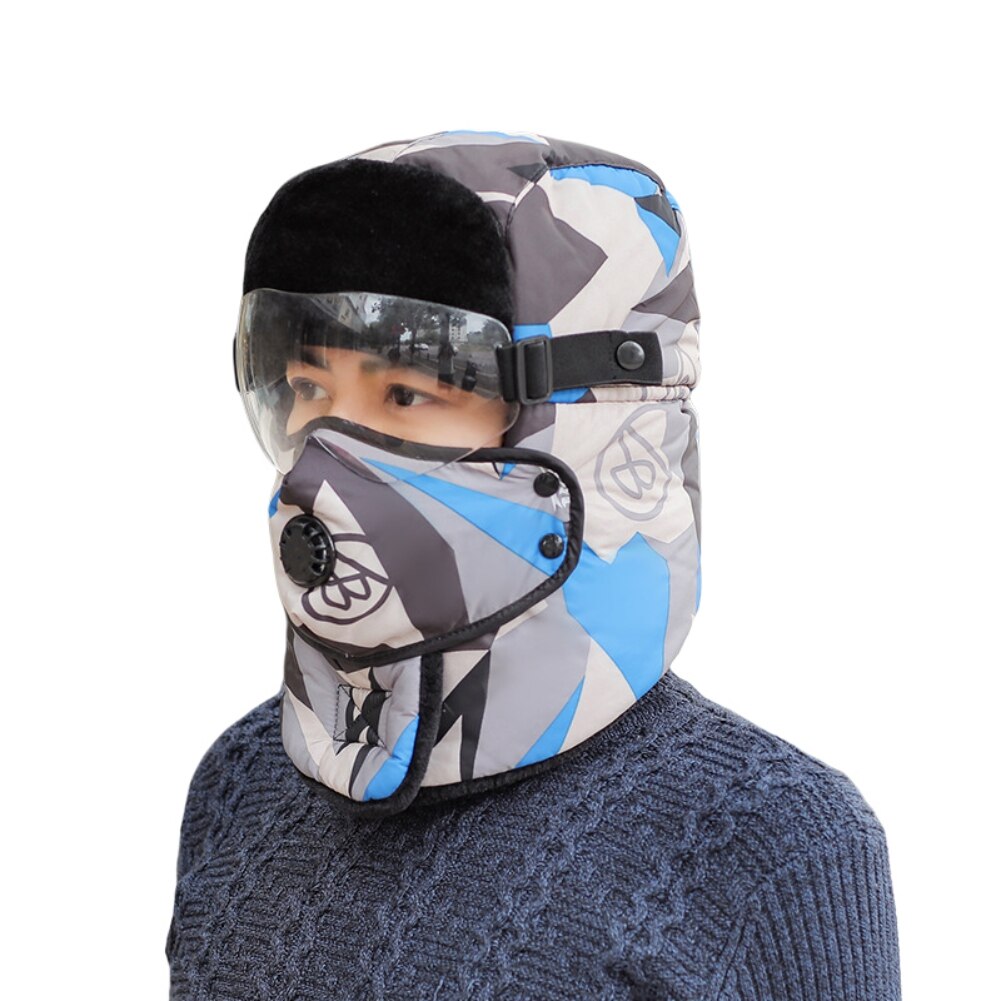 Winter Skiing Warm Hat Outdoor Winter Hiking Cycling Ski Hats Men Women Skiing Waterproof Hood Hat With Glasses Cap Balaclava