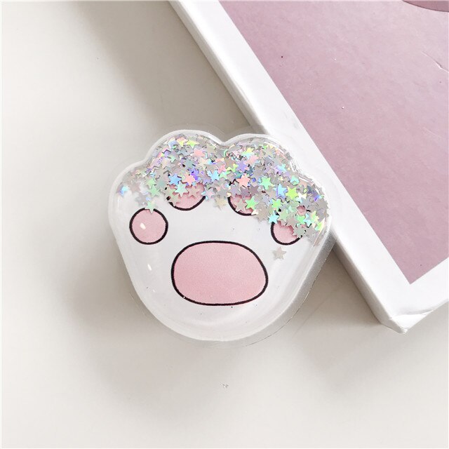 Fruit Juice Bear Flowers Cat Claw Pattern Quicksand Glitter Expanding Phone Holder Desk Stand Universal Cell Phone Bracket: 27