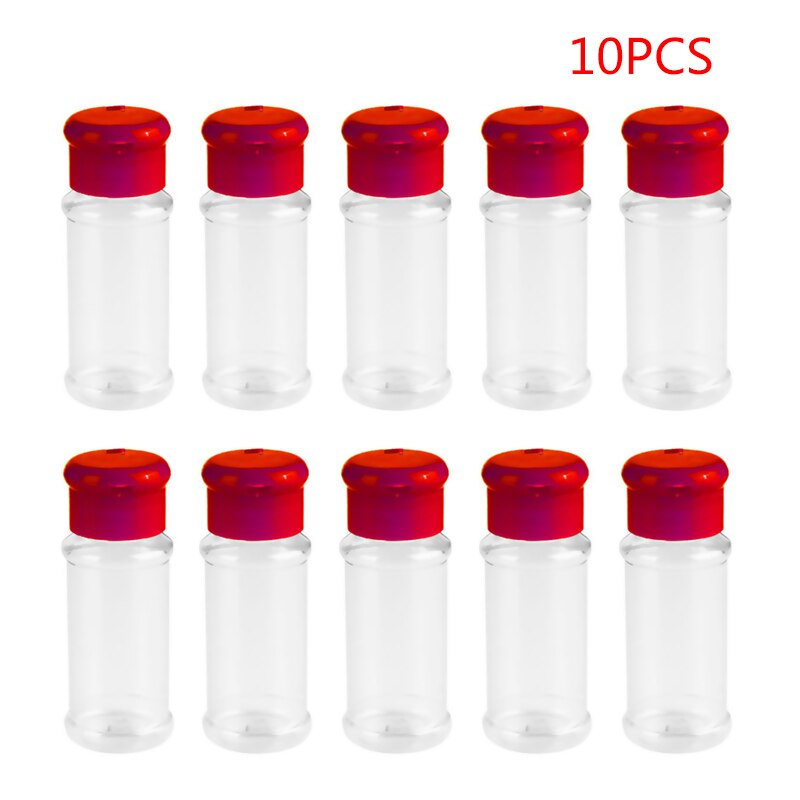10/12/20 st 100ml plast kryddor salt peppar shakers kryddor grill kryddor burk cruet behållare kök kryddor flaska: 10 st röd