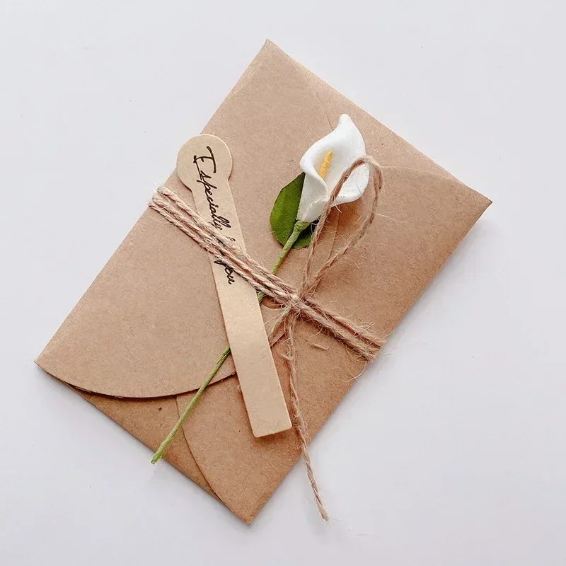 5pcs Mini Flower Envelopes with Paper Card Vintage Envelopes DIY Kawaii Christmas Party Postcards Invitation Cards Cover: PURPLE