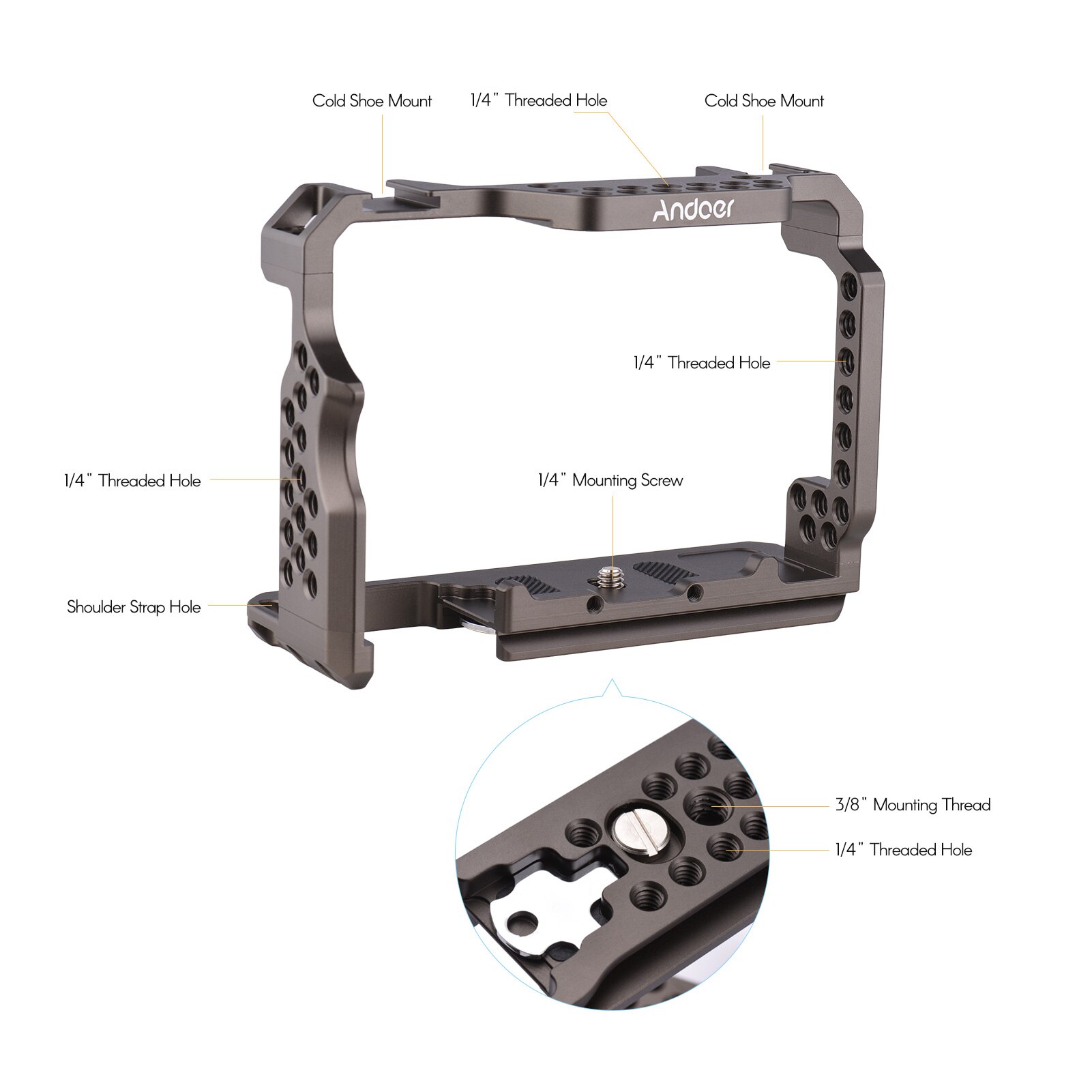 Andoer Aluminium Legierung Kamera KäFeige Video Anlage Ersatz für Sony A7R III/ A7 II/ A7III