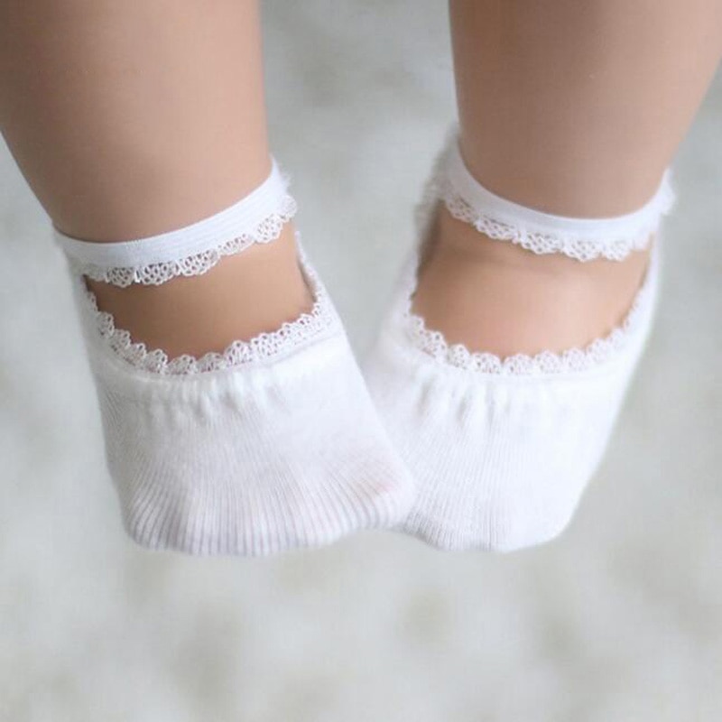 bébé 1 paire anti-dérapant dentelle bébé fille chaussettes pour 1-5 ans mignon bambins nourrissons coton cheville chaussettes bébé filles princesse chaussettes