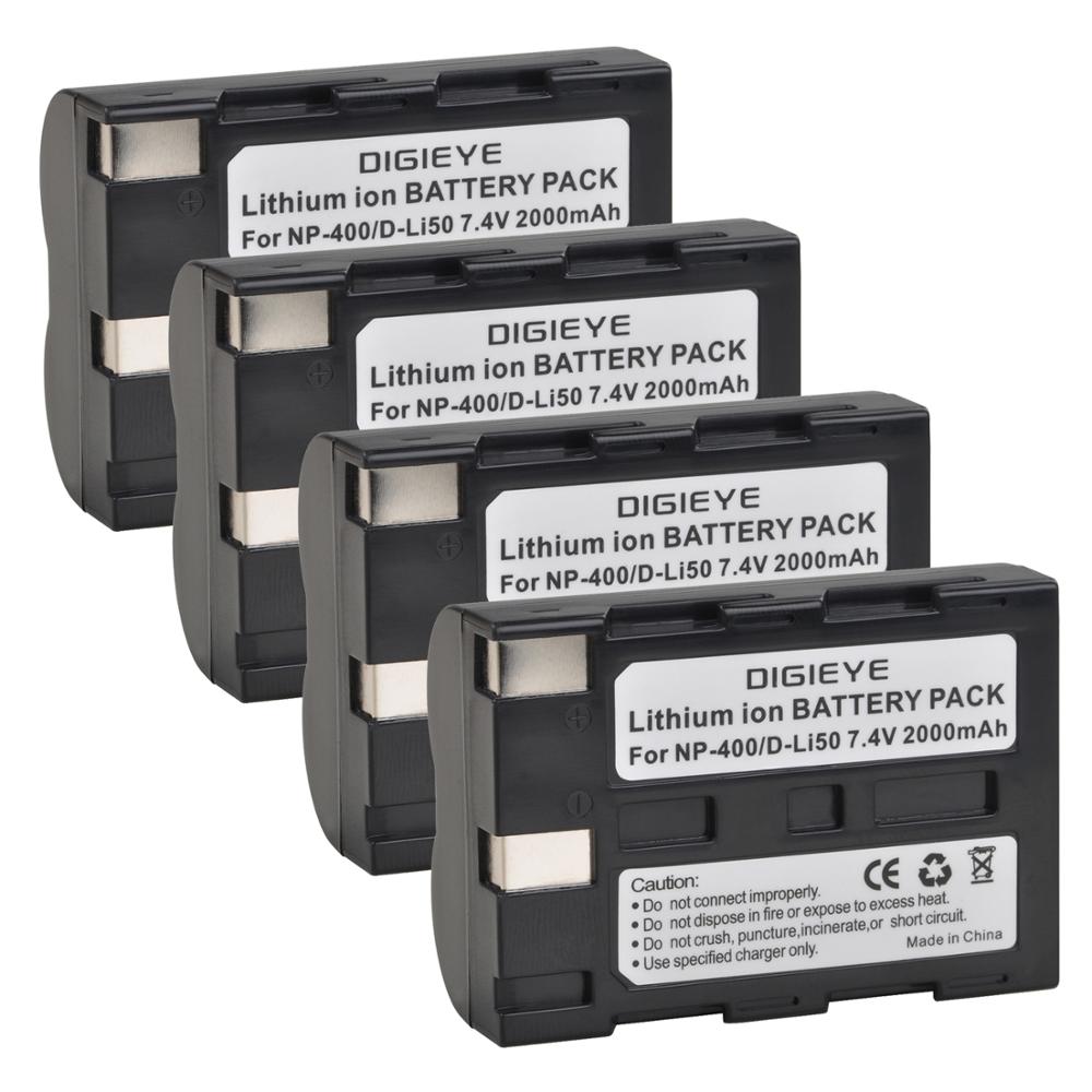 2000mAh NP-400 NP400 D-LI50 DLI50 Battery for Pentax K10D K20D, Konica Minolta DiMAGE A1, A2, Dynax 5D, 7D, Maxxum 5D, 7D: 4 battery