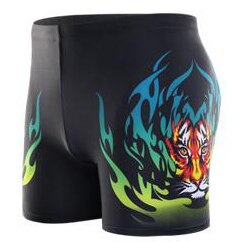 Mænd tiger flame badebukser strand badeshorts underbukser badetøj bukser badedragt strandtøj badedragt mayo sunga stor størrelse: Sort / Xxl