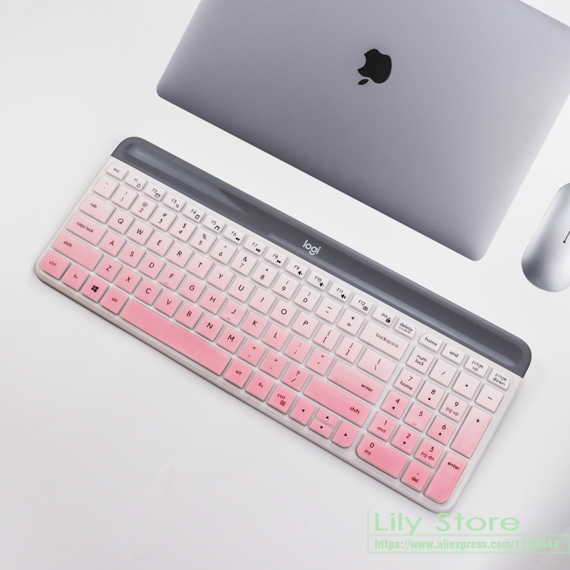 Voor Logitech MK470 Slanke Draadloze Toetsenbord Siliconen Stofdicht Draadloze Desktop Toetsenbord Cover Protector Mk 470 Dust Skin Film: fadepink