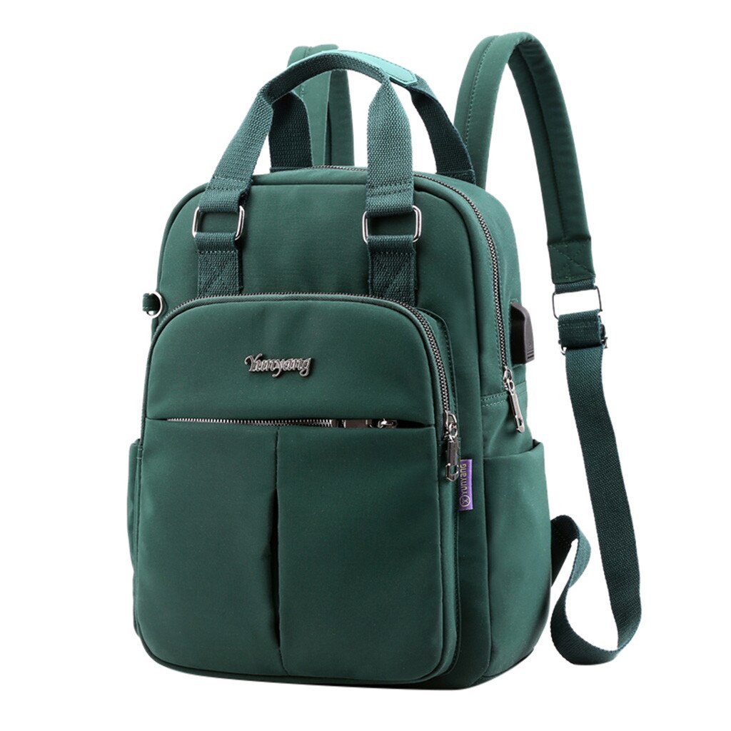 Nylon Solid Dames Rugzakken Grote Capaciteit Multi-Pocket Beauty Vrouwen Rugzak Modemerk Schooltas Voor Tiener Meisjes L * 5: green