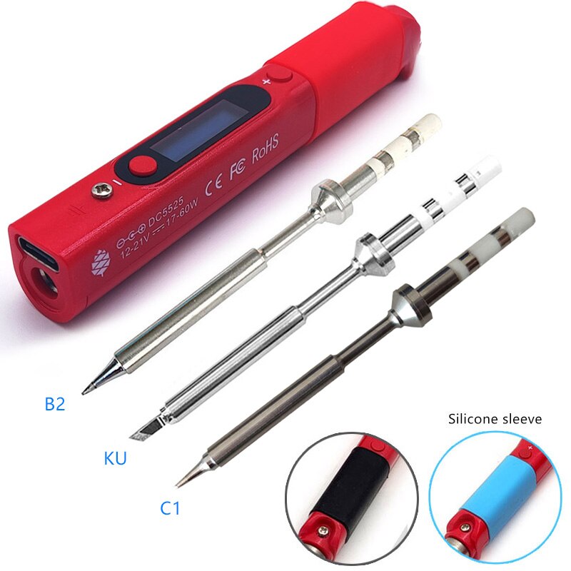 Pine64 Intelligent Constant Temperature Type-C DC5525 Portable Electric Mini Smart Soldering Iron Pinecil B2 BC2 KU C1 Tip